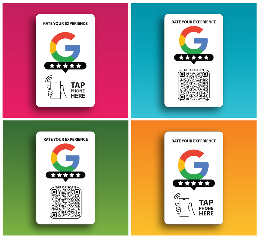 Pendio Google Review Cards Tap or Scan option